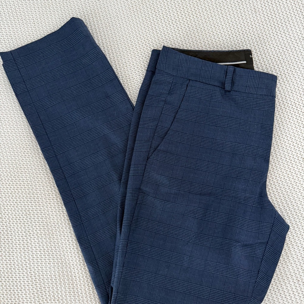 Banana Republic Ryan Fit Navy Plaid Pants
